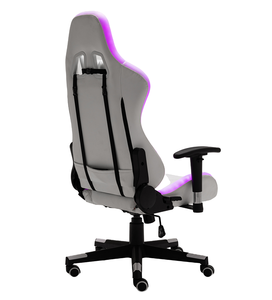 Silla Gaming RGB Minimalista con Masaje, Giratoria 360 Grados, Reposabrazos Ajustables, Cuero PU, Reclinable, Reposapiés y Soporte Lumbar - Product Image 4