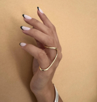 Bague double asymétrique en métal style punk, ligne irrégulière, ajustable, design sculptural