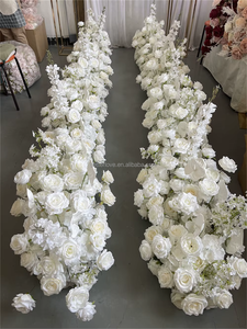 Camino de Mesa y <span class=keywords><strong>Centros</strong></span> de Mesa con <span class=keywords><strong>Flores</strong></span> Color Vino Tinto, Venta Especial, Caminos de Mesa de <span class=keywords><strong>Flores</strong></span> de Rosa de Seda Artificial Personalizados, Decoración para Mesa de Pasillo - Product Image 2