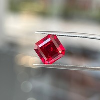 Laborgezüchteter Rubin Loser Edelstein Taubenblutrot Asscher-Schliff Quadratisch 3*3mm bis 4*4mm für Schmuckherstellung