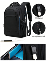Sac à dos pour ordinateur portable personnalisé avec logo d'entreprise, résistant à l'eau, grande capacité, extensible, avec port de charge USB