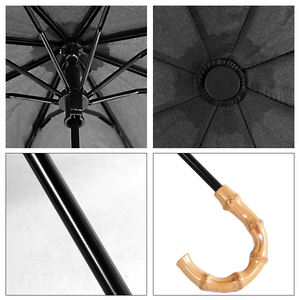 Parapluie pliable écologique professionnel avec poignée en bambou, parapluie de voyage compact, protection contre la pluie - Product Image 4