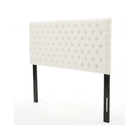 Cadre de lit avec tête de lit rembourrée en bois de couleur beige de Chine, taille Queen