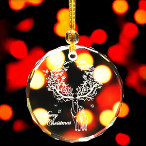 Pendentifs en <span class=keywords><strong>verre</strong></span> transparent ronds 2026 en gros - Décorations de Noël personnalisables gravées au laser pour cadeaux de fêtes - Product Image 4
