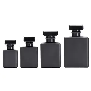 Zwart Leeg Glazen Parfumfles Groothandel 50Ml 100Ml Zwart Vierkant Op Maat Navulbare Luxe Lege Glazen Parfumfles