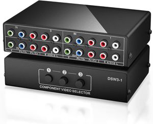 Caja Conmutadora de <span class=keywords><strong>Video</strong></span> AV de 3 Entradas y 1 Salida, 3 Puertos, 5 RCA, Cable YPbPr, Selector de Componentes RGB, Conmutador AV de 3 Vías, Plug and Play - Product Image 1