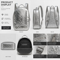 Sac à dos pour homme avec logo personnalisé, plusieurs options de couleurs, sac à bandoulière en cuir PU argenté, sac de voyage décontracté, fabricant OEM ODM