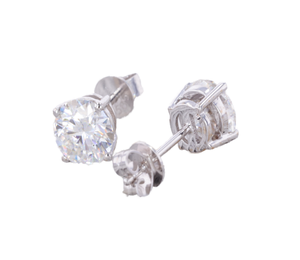 Boucles d'oreilles clous classiques rondes en argent sterling 14K/18K pour femme, serties griffes, bijoux élégants pour mariage et fête, cadeau tendance - Product Image 1
