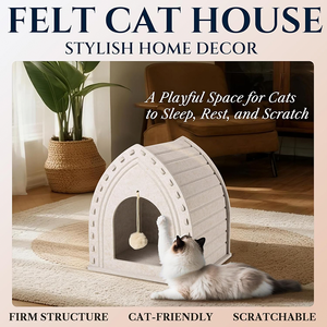 Maison pour animaux de compagnie pliable écologique personnalisable, maison pour chat en feutre empilable, jouet suspendu, amovible, lavable, en matériau RPET pour l'intérieur - Product Image 5