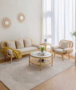 बहुत अच्छी गुणवत्ता वाले आधुनिक फर्नीचर सोफे सेशनल तीन सीट हस्तनिर्मित रतन ठोस लकड़ी की दुकान इनडोर लिविंग रूम सोफा - Product Image 6