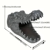 Figurine en résine de tuyau de descente de gouttière de tête de crocodile lunatique, accent de décor de jardin, ornement d'art sur le thème de la nouveauté, pièce fonctionnelle unique