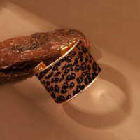 Bracelet ouvert tendance à imprimé léopard sauvage et individualiste, style western, pour femme