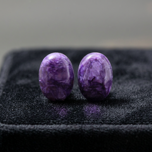 Charoite naturelle taille ovale, cabochons en pierres précieuses, taille libre, qualité AAA, violet, vente en gros, fabrication de bijoux, Russie - Product Image 3
