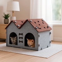 Nichoir en feutre pour chat d'intérieur, lit pour chat pour salon, chambre à coucher, grotte pour chat, cachette avec deux entrées arquées, nid pour chatons, petits chats
