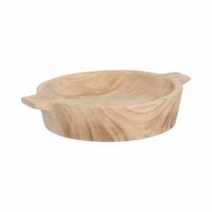 Bol décoratif rond en bois avec poignées pour centre de table, décoration intérieure - Product Image 2