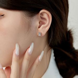 Dylam 925 Sterling <b>Silver</b> Rhodium Plated Solitaire Radiant Cut 8A Cubic Zirconia CZ Anniversary <b>Stud</b> <b>Earrings</b> for Women - Product Image 3