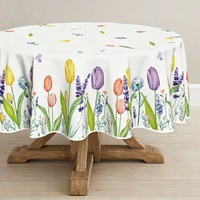Nappe ronde florale de printemps, résistante à la chaleur et aux taches, pour la décoration de table, housse de table d'été, vente en gros d'usine, ornement pour la maison