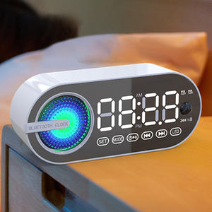 Réveil de bureau miroir avec haut-parleur BT table lumineuse LED colorée numérique radio FM carte TF réveil calendriers électroniques <span class=keywords><strong>2023</strong></span> - Product Image 3