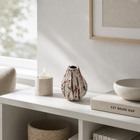 Vase en pulpe recyclée, finition asymétrique, pour décoration intérieure bohème rustique, coffret cadeau durable, ensemble d'objets d'art