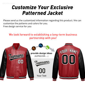 سترة رياضية كاجوال مطرزة بشعار مخصص وتصميم عصري مع أكمام جلدية متباينة للرجال بمقاسات كبيرة - Product Image 4