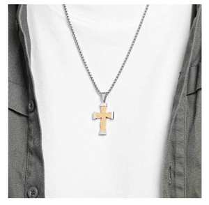 人格レトロつや消しゴールドブラックメッキステンレススチールツイストクロスペンダントネックレスクリスチャンスピリチュアルジュエリー - Product Image 3