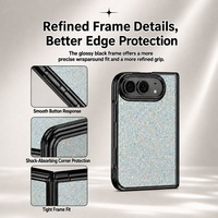 Coque de téléphone C0484 avec protection d'angle pliable, design scintillant, brillance de luxe légère, pour iPhone Duo