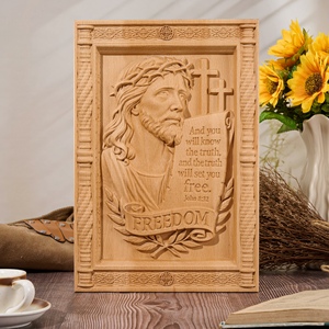 Placa de Madera con Retrato de Jesús Cristiano, Versículo Bíblico, Regalo Religioso de Libertad para Decoración de Pared de Iglesia u Hogar - Product Image 3