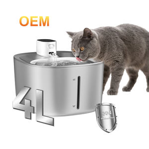 Fontaine à eau pour chat automatique sans fil, écologique, luxueuse, batterie rechargeable, acier inoxydable, capteur, capacité de 4 L, écran LCD ultra - Product Image 1