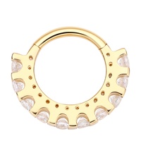 Piercing Stories Nouveautés Bijoux de piercing corporel en Or massif 14K, Boucles d'oreilles créoles et Anneau de nez pavés de CZs ronds