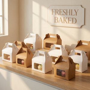 Cajas de Papel para Pasteles y Postres con Ventana, Caja para Tiramisú, Materiales Reciclados, Empaque para Alimentos con Asa, Regalos para Fiestas y Eventos - Product Image 3