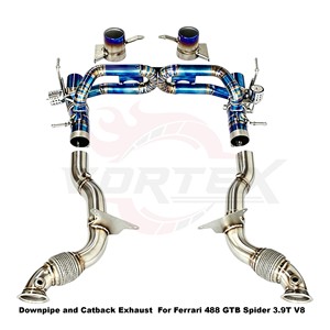 ชุดท่อไอเสียแบบวาล์ว Vortex Blue Burnt Titanium สำหรับ Ferrari 488 GTB Spider 3.9T V8 แบบติดตั้งได้โดยตรง - Product Image 2