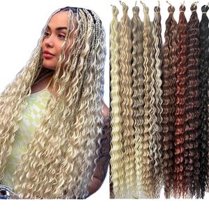 Peluca Afro Rizada de 32 Pulgadas al por Mayor, Extensiones de Cabello de Crochet, Fibra Suave de Alta Temperatura, Onda Profunda, Trama Única para Trenzado - Product Image 3