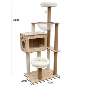 Toptan lüks Modern kedi ağaç evi çok seviyeli Sisal halat ahşap kedi kulesi tırmanma karton paketlenmiş Pet tırmalama oyuncak - Product Image 3