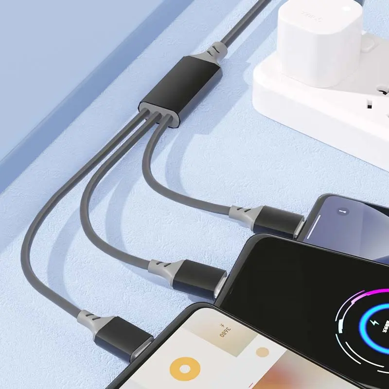 Custom 3 in 1 USB fast Charge Cable with USB AM 2.0 to quick charging Type C Micro B USB C Sync data transfer charger Cable