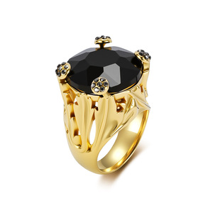 yunnique trendy jewelry, <b>titanium</b> steel plated with 18K gold, diamond-encrusted <b>rings</b>, extra-large, exaggerated, un - Product Image 5