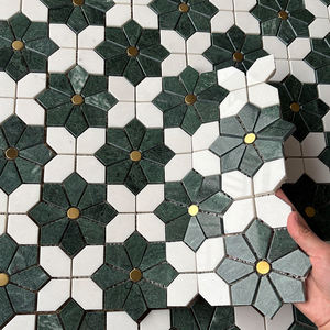 Mosaico <span class=keywords><strong>de</strong></span> Mármol <span class=keywords><strong>de</strong></span> Diseño Floral Retro para Piso <span class=keywords><strong>de</strong></span> Cocina y Baño, Mosaico <span class=keywords><strong>de</strong></span> Piedra <span class=keywords><strong>de</strong></span> Mármol <span class=keywords><strong>de</strong></span> 10 mm, Fabricación OEM - Product Image 2