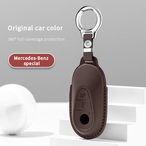 Étui de protection en cuir pleine fleur authentique <span class=keywords><strong>pour</strong></span> clé de voiture, compatible avec <span class=keywords><strong>Mercedes</strong></span>-Benz <span class=keywords><strong>Classe</strong></span> SL AMG, porte-clé télécommande - Product Image 5