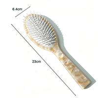 Brosse à cheveux ovale en acétate de cellulose marbré, brosse démêlante à pointes rondes en nylon, peigne de massage du cuir chevelu, logo personnalisé