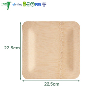 Assiettes jetables carrées en bambou compostables naturelles à livraison rapide pour les fêtes, vente en gros