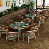 Ensembles de meubles pour restaurants commerciaux et hôtels, design vintage de luxe, meubles en bois durables, table à manger avec chaises, canapé
