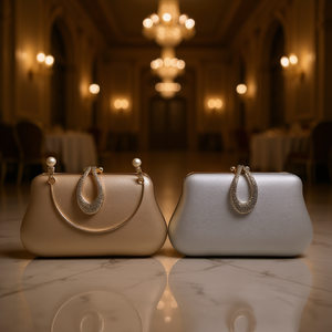 Bolso de Mano de Lujo para Mujer con Decoración de Perlas y Asa de Cadena, Material de PU, Cierre Abierto, Bolso de Fiesta y Boda, Mo - Product Image 2