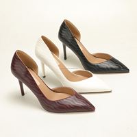 Vente en gros OEM ODM Escarpins D'Orsay à bout pointu et talon aiguille pour femme, texture chevron, fournisseur, collections de détail, sourcing de marques