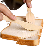 Ensemble de couverts jetables en bois de bambou 100% entièrement naturels et écologiques Ustensiles biodégradables et compostables pour le voyage
