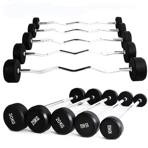 Set di bilanciere curvo speciale per palestra commerciale, barra rivestita in gomma con cremagliera in acciaio integrato - Product Image 1