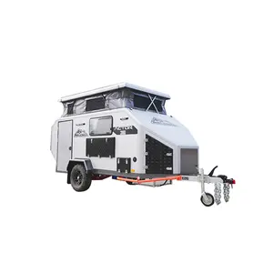 Mini camper trailer karavan trailer offroad logam aluminium rv camper aluminium berbingkai trailer perjalanan ekspedisi luar negeri