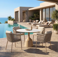 Ensemble de mobilier de jardin : table et chaises de salle à manger d'extérieur en corde, ensemble de salle à manger de patio en aluminium, ensemble de salle à manger d'extérieur pour hôtel, table et chaises de jardin