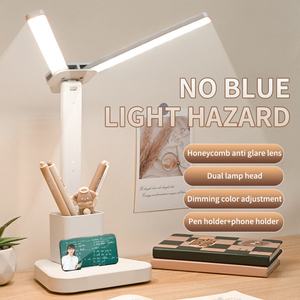 Lámpara de Escritorio LED para Lectura, Protección Ocular, Especial para Dormitorios Estudiantiles, Lámpara de Escritorio Blanca Recargable de Doble Cabezal - Product Image 2