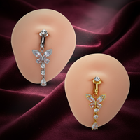 Faux piercing de nombril en acier inoxydable plaqué or, piercing de nombril tendance, bijoux de corps à la mode pour femmes et hommes