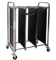 Chariot de stockage de circuits imprimés ESD haute capacité personnalisé en acier inoxydable avec panneaux multiples et roues de 4 pouces