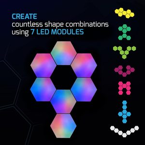 Smart Home RGB LED Wall Lamp Music Sync APP/WiFi/USB Control Plastic Hexagon <strong>Shade</strong> for Living Room &amp; <strong>Gaming</strong> Room - Product Image 4